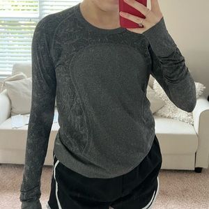 Grey Rose-Printed Lululemon Long Sleeve